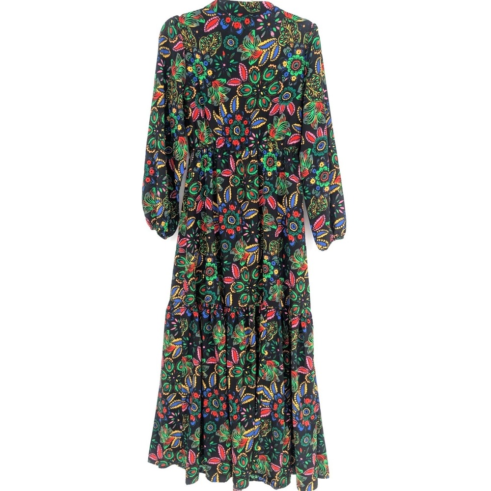 RusttyDustty Black Floral Tiered Ruffle Maxi Dress SML Rio Boho Cottage Prairie - Picture 8 of 16